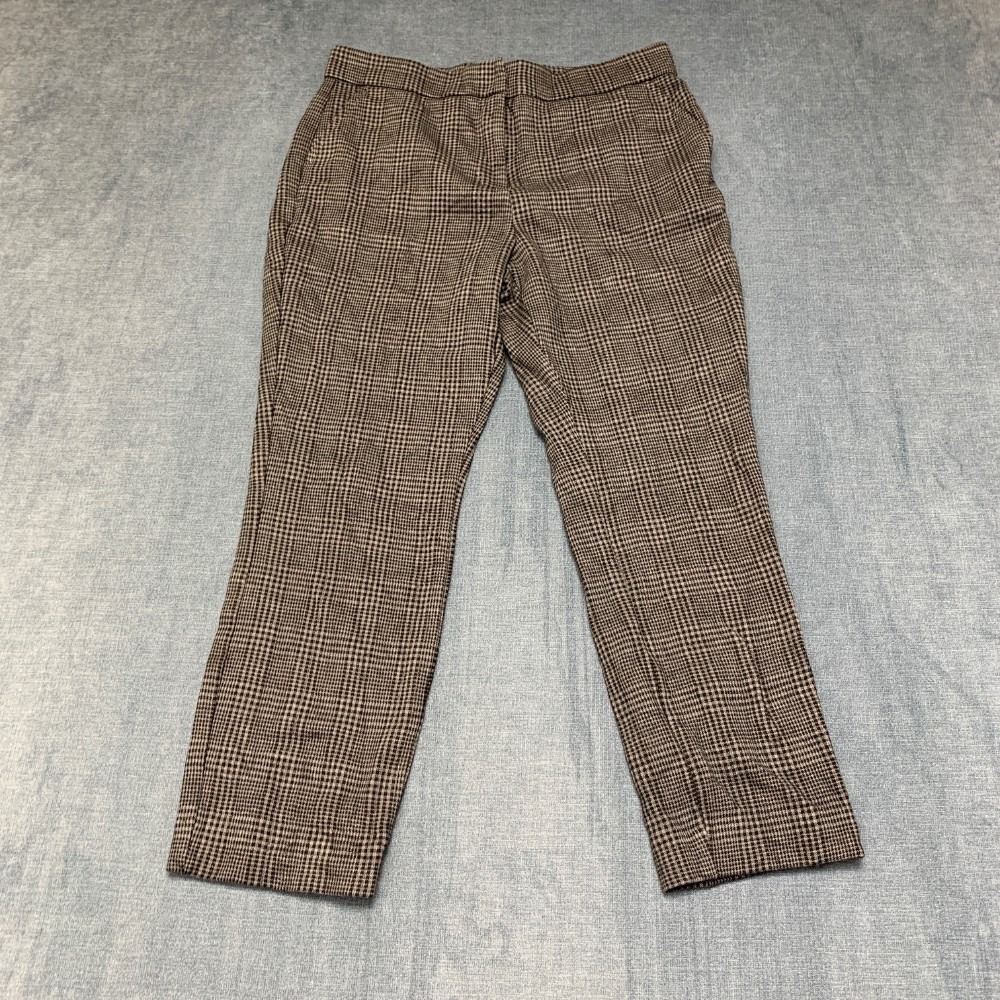 Banana Republic Chino Pants Womens 6 Gray Black Houndstooth Stretch Business